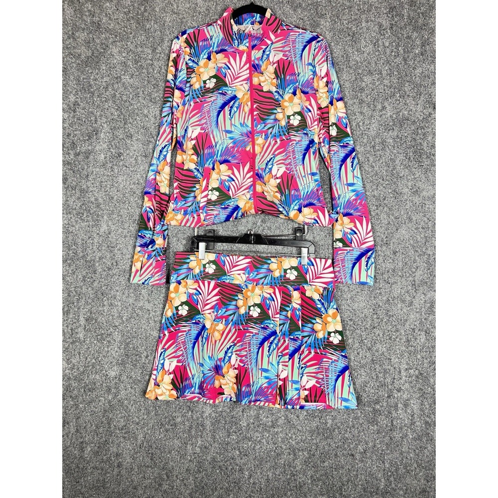 Tommy Bahama Women's Golf Tennis Jacket Skort Set XL Tropical Floral Multicolor